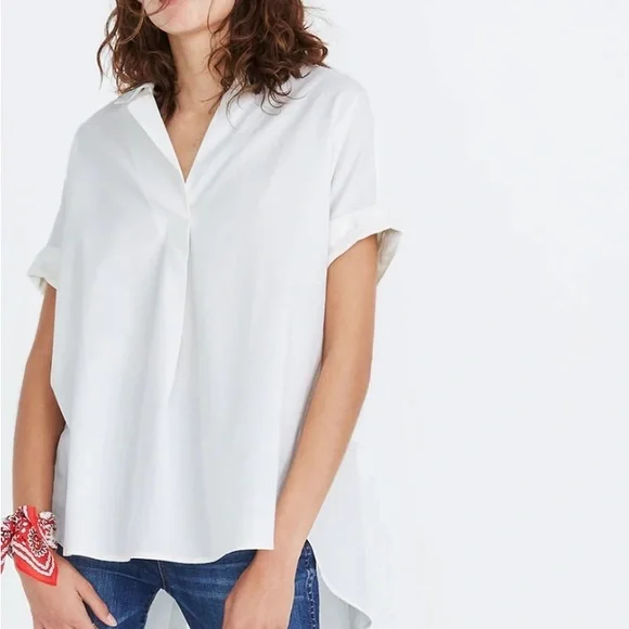 Madewell Courier Button-Back Shirt | White | Size M | Preowned - Picture 4 of 15